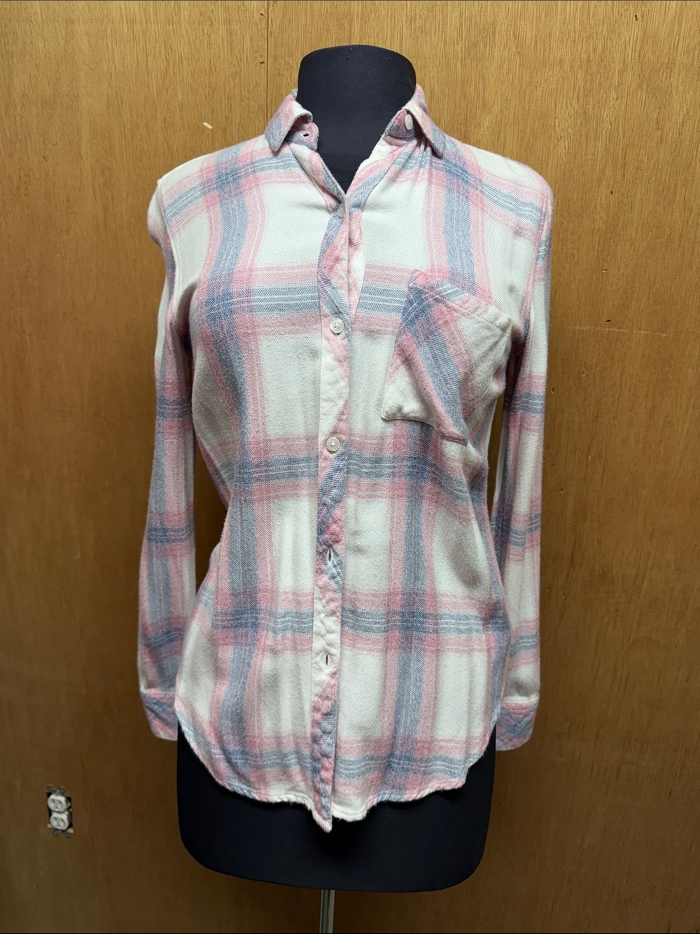 Rails Plaid Button-Down Shirt in Pink and Cream